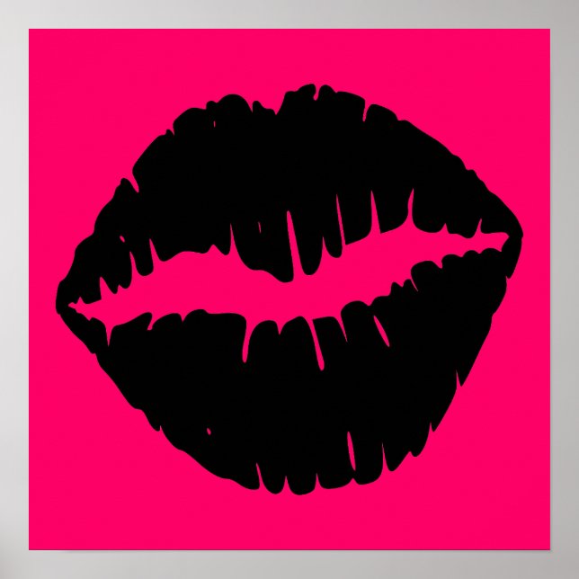 Affiche Bisou rose et noir (Devant)