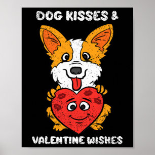 Affiche Bisous de chien et vœux de la Saint-Valentin Corgi