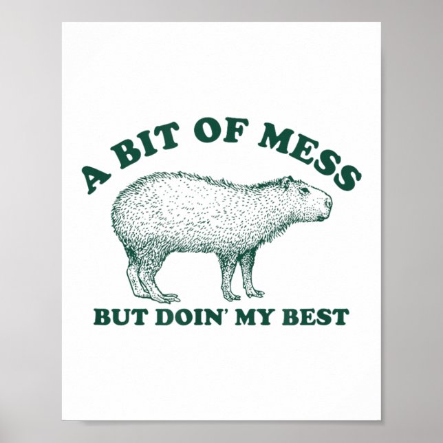 Affiche Bit Drôle D'Un Mess Capybara Graphique De Mème Pou (Devant)