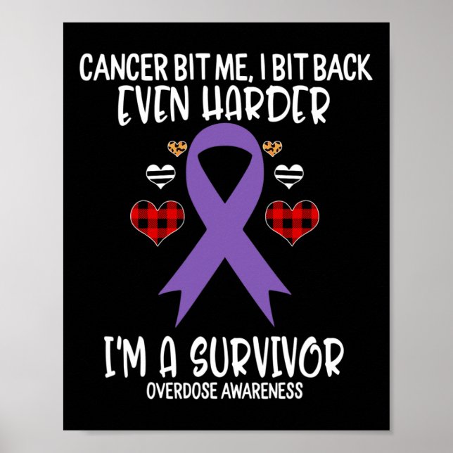 Affiche Bit Me I Bit Harder I'm Survivor Awareness Ruban (Devant)