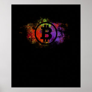 Affiche Bitcoin Art Watercolor Crypto Devise Traders