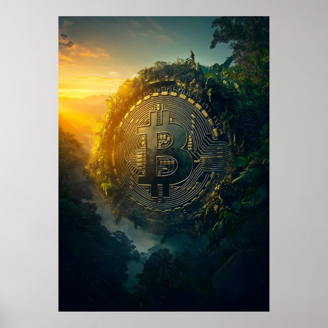 Affiche Bitcoin dans la jungle (Devant)