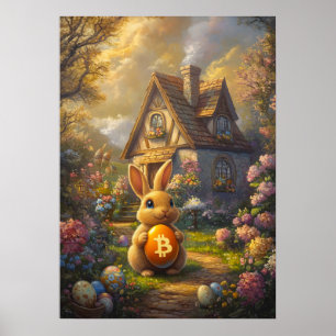 Affiche Bitcoin Joyeux lapin de Pâques lapin Mur Art