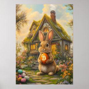 Affiche Bitcoin Oeuf de Pâques Hodl Rabbit Trou