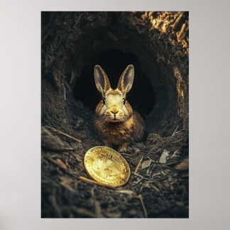 Affiche Bitcoin Rabbit Trou Crypto Bunny Bunny