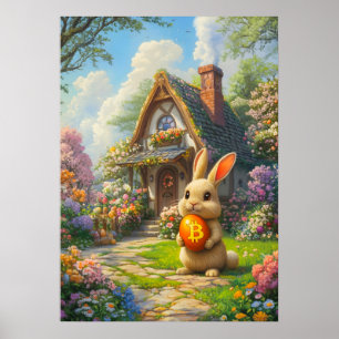 Affiche Bitcoin Rabbit Trou de lapin de Pâques Mur Art