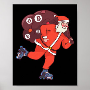 Affiche Bitcoin Santa Claus Cryptomonnaie Père Noël Crypto