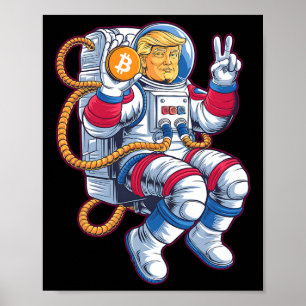 Affiche Bitcoin vers la Lune Btc Astronaute Crypto Fomo Tr