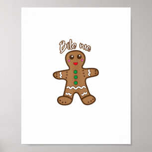 Affiche Bite Me Gingerbread Funny Cookie Christmas Thanksg