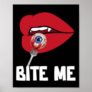 Affiche Bite Me Y Vampire Lèvres Halloween Costume de fête