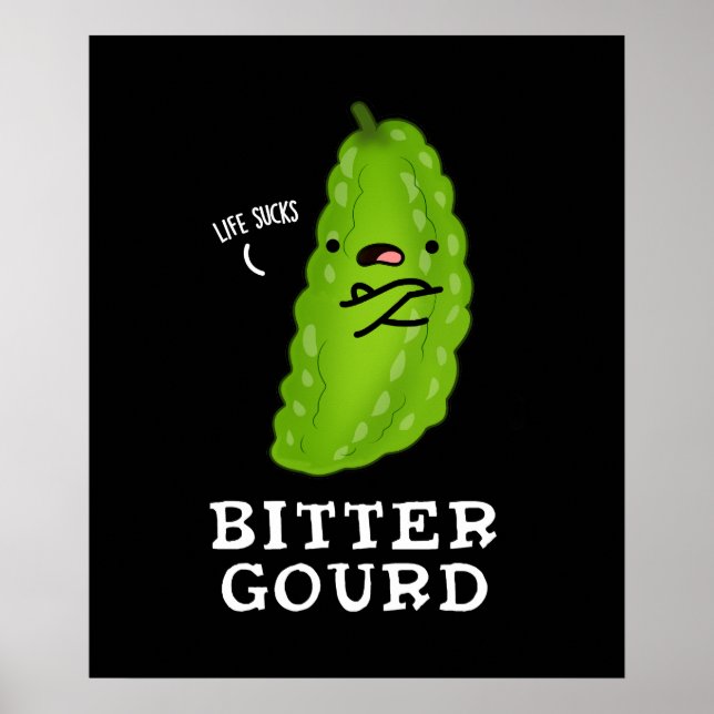 Affiche Bitter Gourd Funny Veggie Pun Dark BG (Devant)