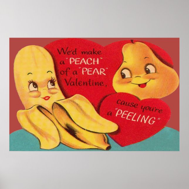 Affiche Bizarre Drôle Poire Banane Appelant Peel Valentine (Devant)