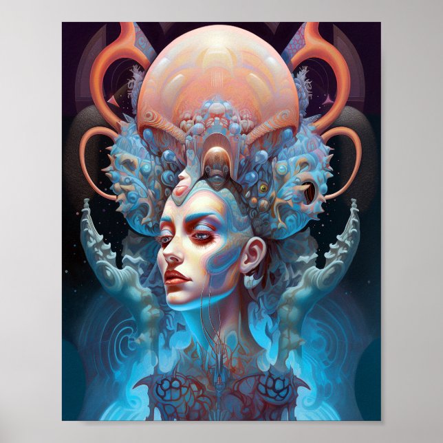 Affiche Bizarre surréaliste Alien Art femme (Devant)