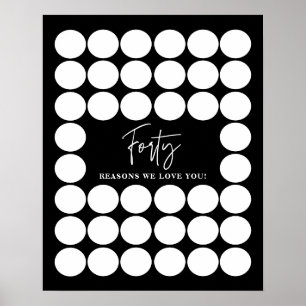 Affiche Black 40 Raisons Nous Vous Aimons Anniversaire Kee