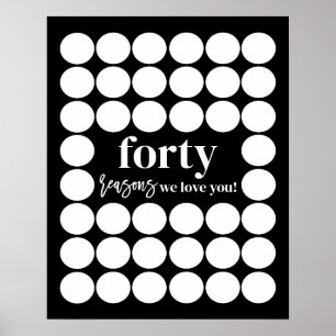 Affiche Black 40 Raisons Nous Vous Aimons Anniversaire Kee
