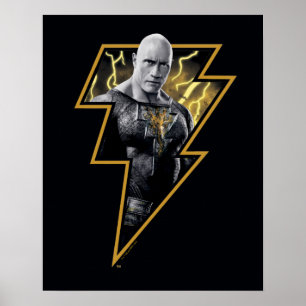 Affiche Black Adam Gray and Gold Lightning Graphic