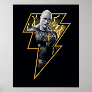 Affiche Black Adam Gray and Gold Lightning Graphic