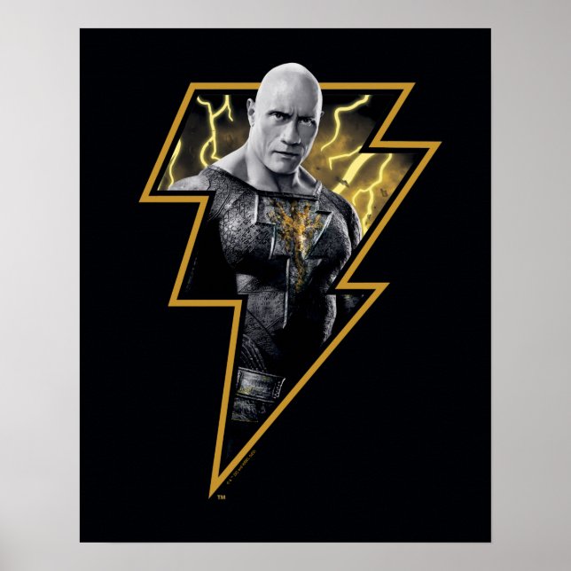 Affiche Black Adam Gray and Gold Lightning Graphic (Devant)