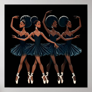 Affiche Black African American Ballerina Ballet Dance Girl