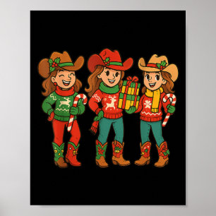 Affiche Black African American Cowgirl Western Christmas T