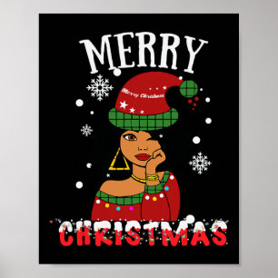 Affiche Black African American Joyeux Noël Melanin Wom