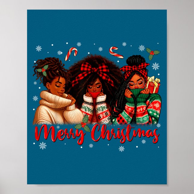 Affiche Black African Girl American Melanin Christmas Sant (Devant)