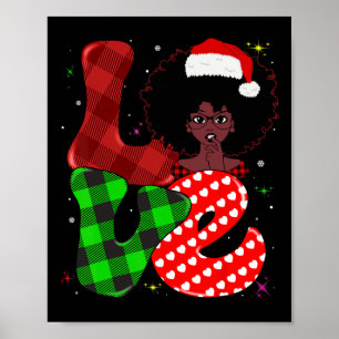 Affiche Black African Girl American Melanin Christmas Sant