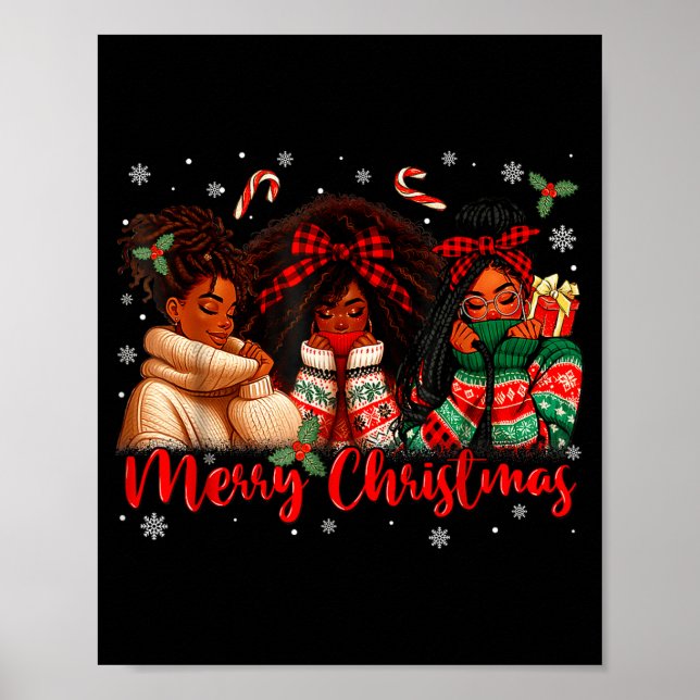 Affiche Black African Girl American Melanin Christmas Sant (Devant)