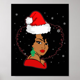 Affiche Black African Girl American Melanin Christmas Sant