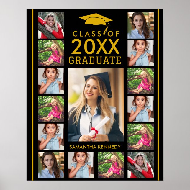 Affiche Black And Gold 17 Photo Collage 2026 Graduation (Devant)