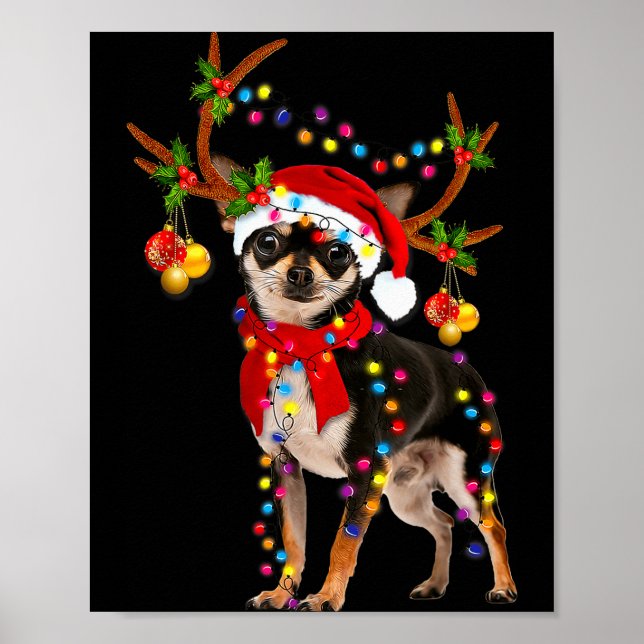 Affiche Black And Tan Chihuahua Gorgeous Reindeer Christma (Devant)