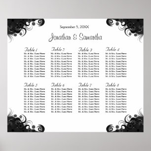 Affiche Black and White 8 Wedding Tables Seating Charts