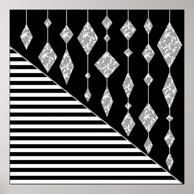Affiche Black and white, abstract, geometric, simple, Scan (Devant)