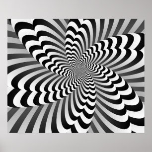 Affiche Black and White Abstract Illusion Modern Art
