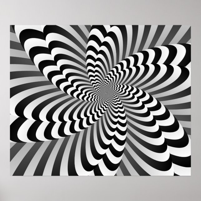 Affiche Black and White Abstract Illusion Modern Art (Devant)