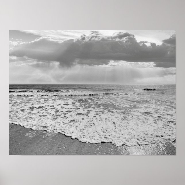 Affiche Black and White Beach Ocean Photo 194 (Devant)