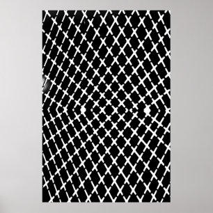 Affiche Black and white checkered illustration