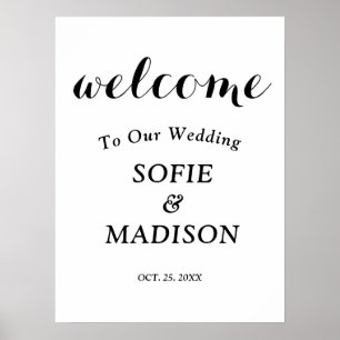 Affiche Black and white elegant Wedding Welcome 
