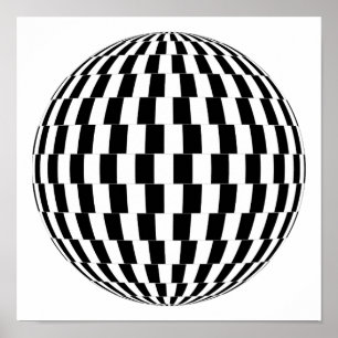 Affiche Black and White Hypnotic Disco Ball