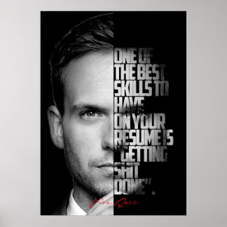 Affiche Black and white Mike Ross quote