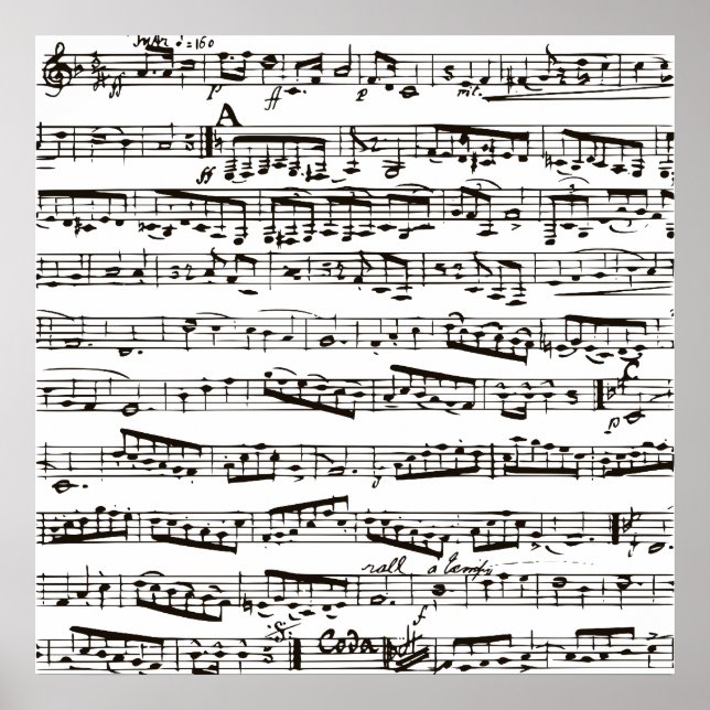 Affiche Black and white musical notes (Devant)