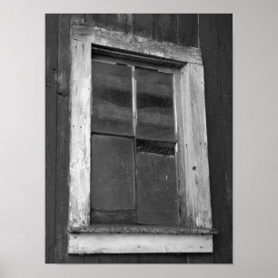 Affiche Black and White Old Barn Window