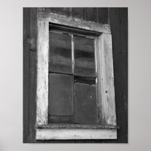 Affiche Black and White Old Barn Window