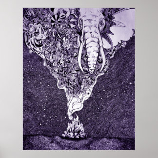 Affiche black and white pen and ink drawing