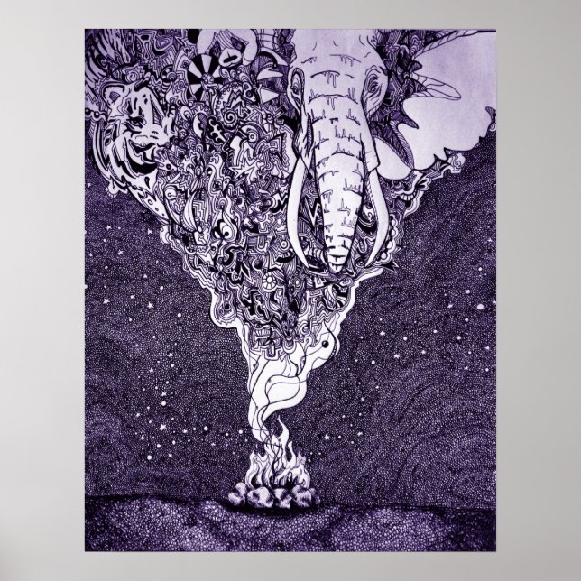 Affiche black and white pen and ink drawing (Devant)