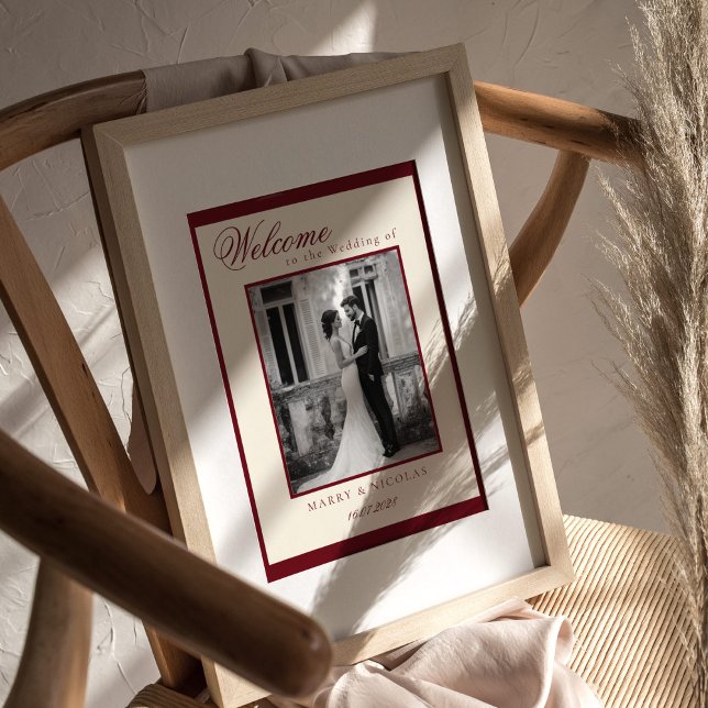 Affiche Black and White Photo Old Money Wedding Welcome (Créateur téléchargé)