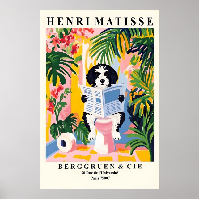 Affiche Black and White Portuguese Water Dog Print (Devant)