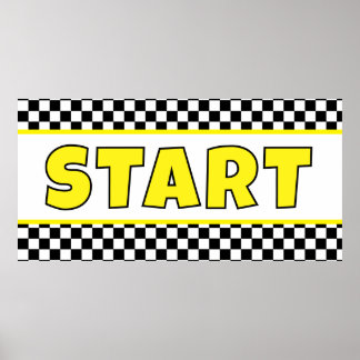 Affiche Black and white Racing START Line Banner