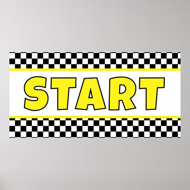 Affiche Black and white Racing START Line Banner (Devant)