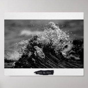 Affiche Black and White Tropical Ocean Wave Art imprimable